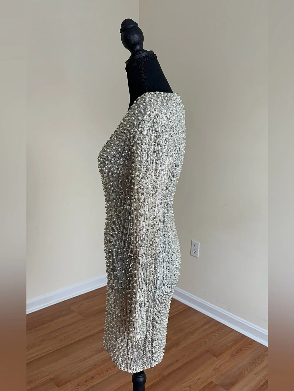 Fashion Nova For Tonight’s Special Pearl Mini Dress Silver Size Small NWT
